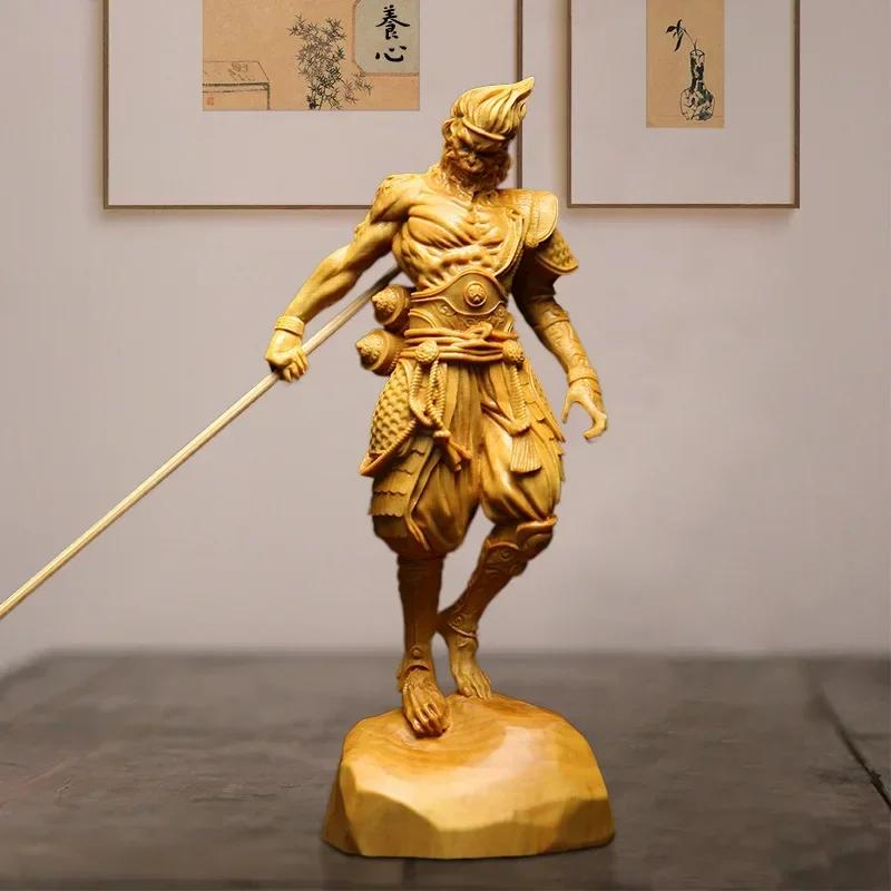 C666 Натуральное дерево Будда Битвы Царь Обезьян Сунь Укун Фигурка Статуэтка Мифическая Обезьяна Дом Комната Офис Фэн-шуй Статуэтка