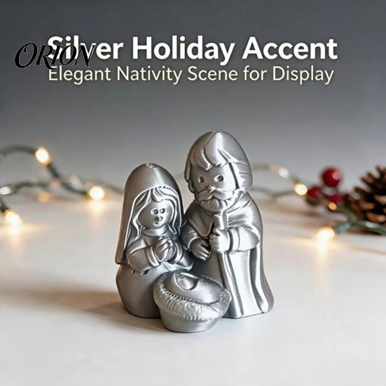 Bookshelf Christmas Figurines 3D Printed Nativity Figurine, Cute Holy Family Statue, Religious Scene Ornaments Holiday Desktop for Windowsills