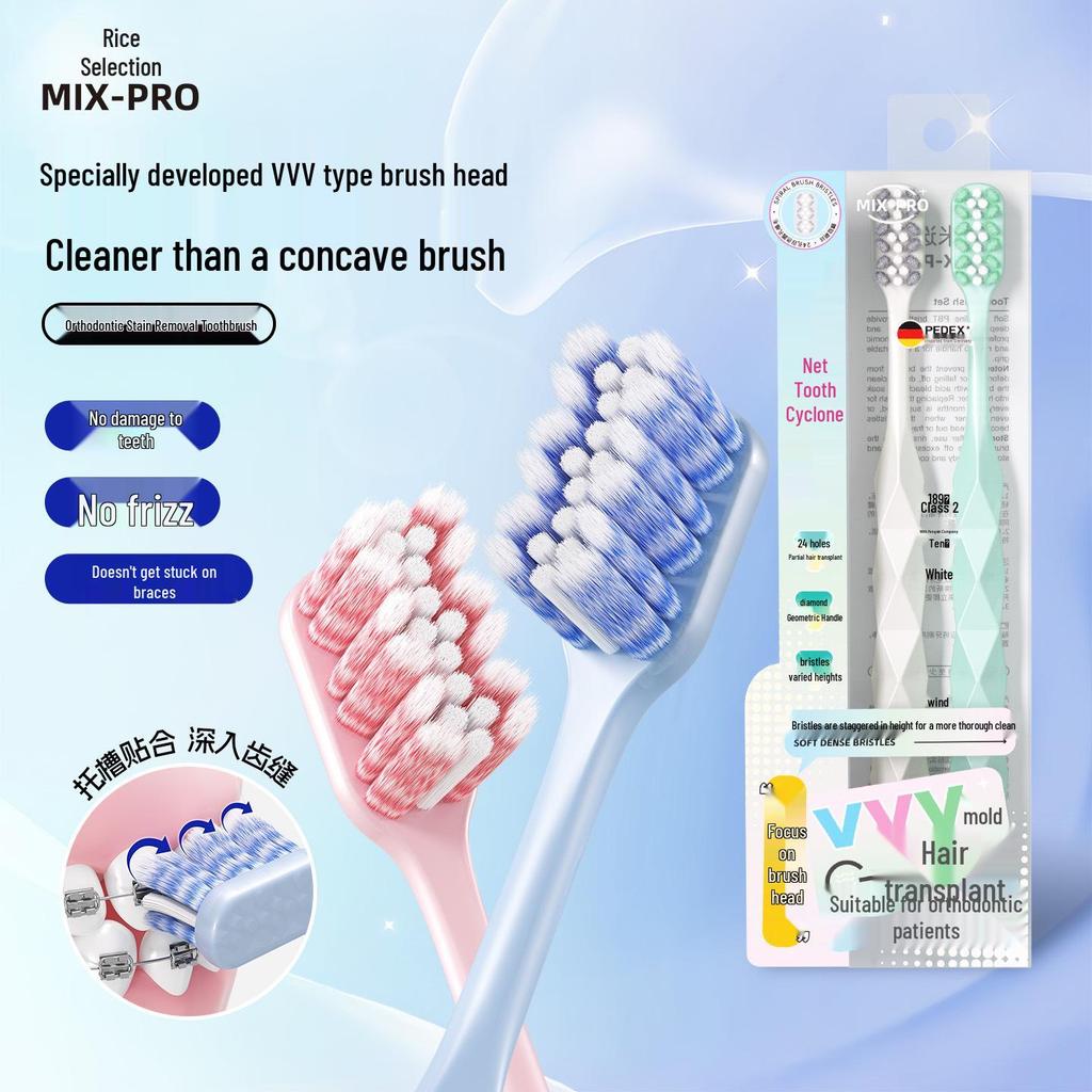 VVV Orthodontic Toothbrush - Soft German Bristles for Braces & Teeth Gaps