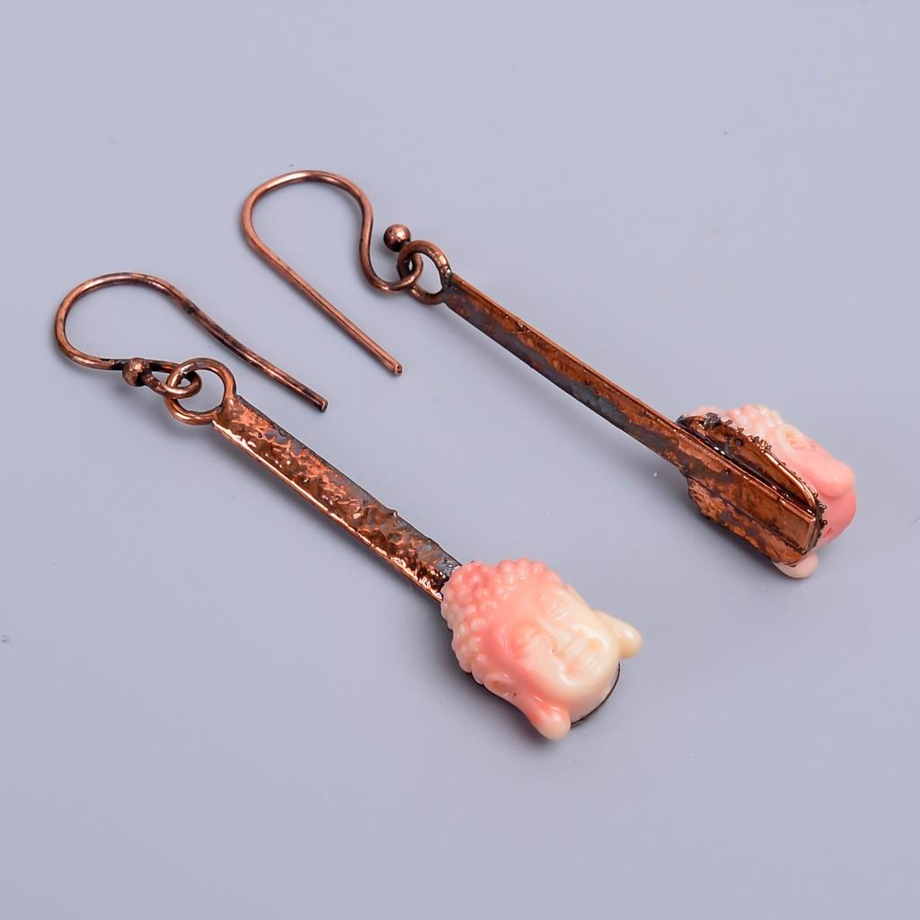 Opal Gemstone Hook New Electroformed Drop Sisters Gift Earrings Jewelry Copper V-70
