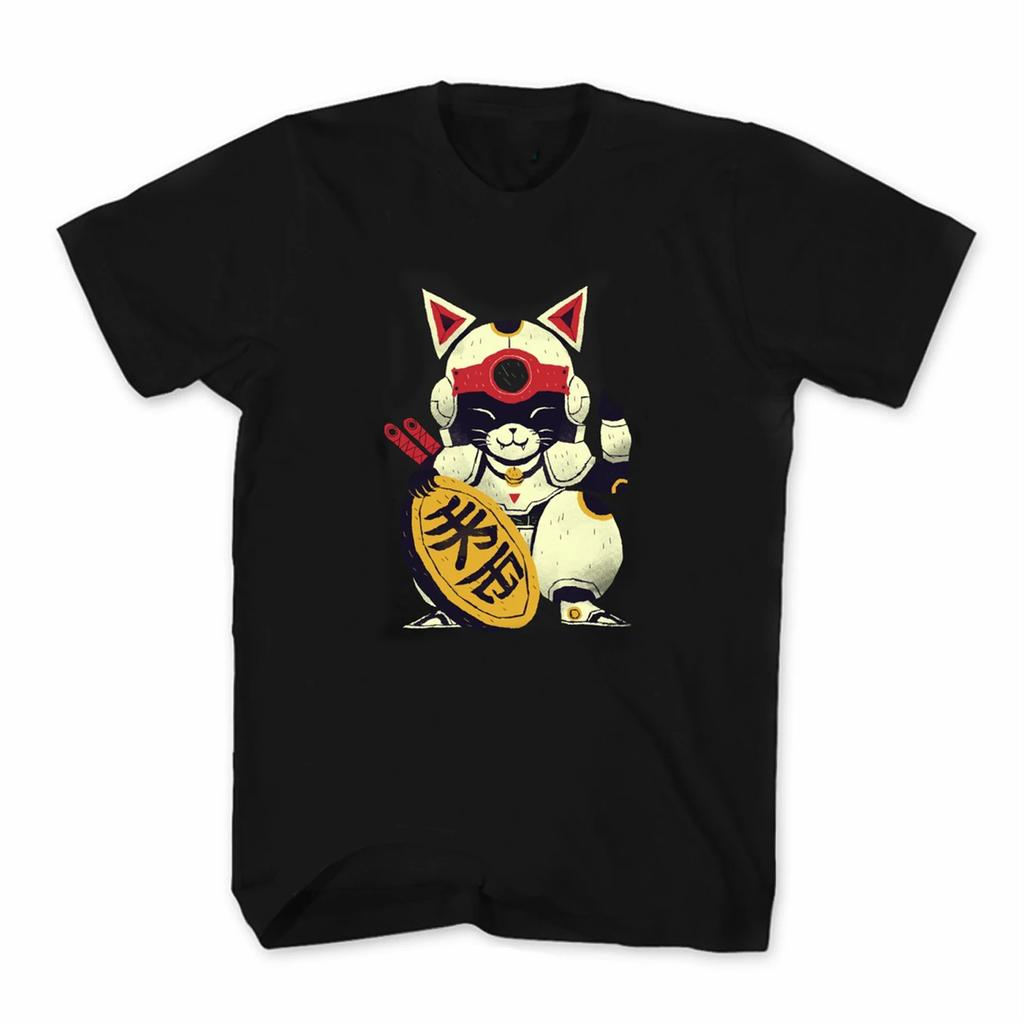 Japan Harajuku Cartoon Cat Warrior T Shirt Short Sleeve 100 Cotton Casual Tshirts Loose Top Size S3XL