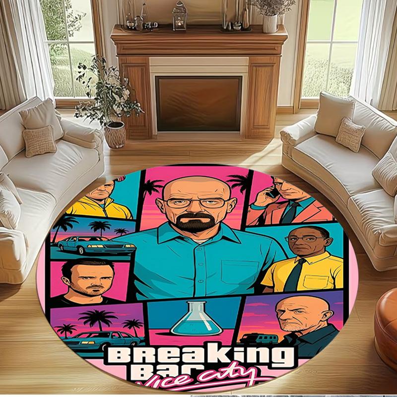Grand Theft Auto VI Print Round Rug, Washable Floor Carpet, For Entryway Dorm Laundry Room Office Study, Home Decor Birthday Christmas Gift