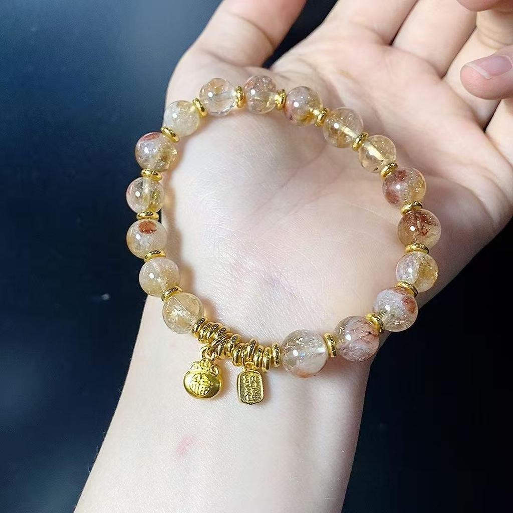 New Citrine Beaded Bracelet - Elegant Light Luxury Style, Popular on Xiaohongshu & Douyin