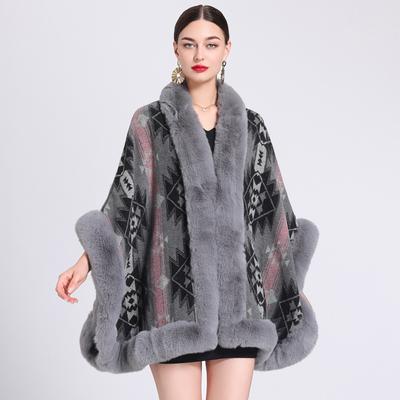 Luxurious Faux Fur Collar Joint Large Wrap Scarf for Women Faux Fur Knit Shawl Wrap Women's Poncho Cape Trim Coat Sleeveless Cardigan Dressy Cloak