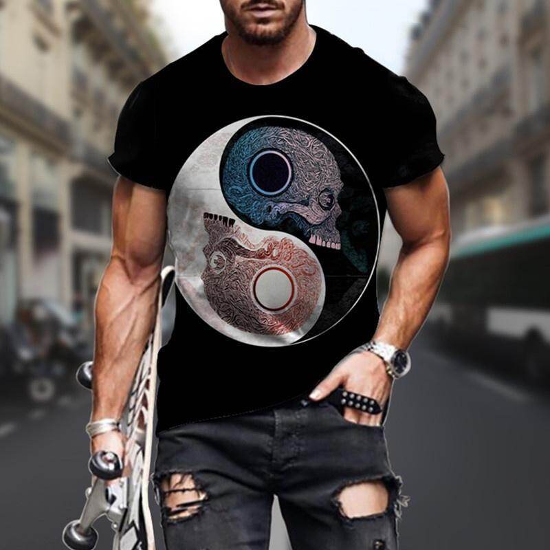 Men's Summer T-shirt 3D Yin Yang Bagua Printed Men's and Women's T-shirt
