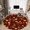 1pc Autumn Leaves Office Round Area Rug,  Mat Suitable For Office, Under Office Chairs Bedroom Living Room Home Decor, Room Deco