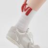Comfortable Simple Cotton Mid-calf Socks Words Asymmetric Printing Socks Summer Hosiery Plush Ball Mesh Crew Socks Ladies