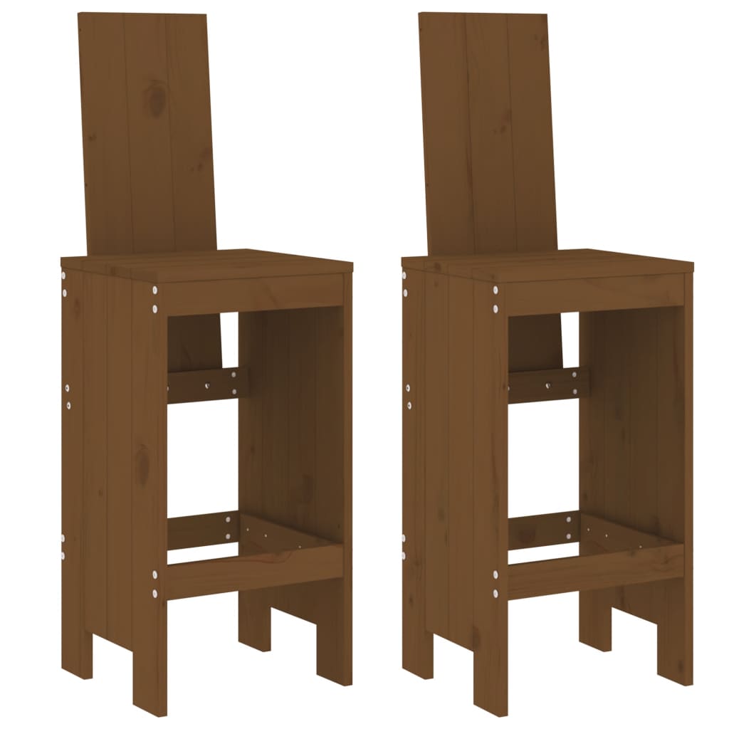Bar Stool Set of 2 Honey Brown 40 x 42 x 120 cm Solid Pine Wood