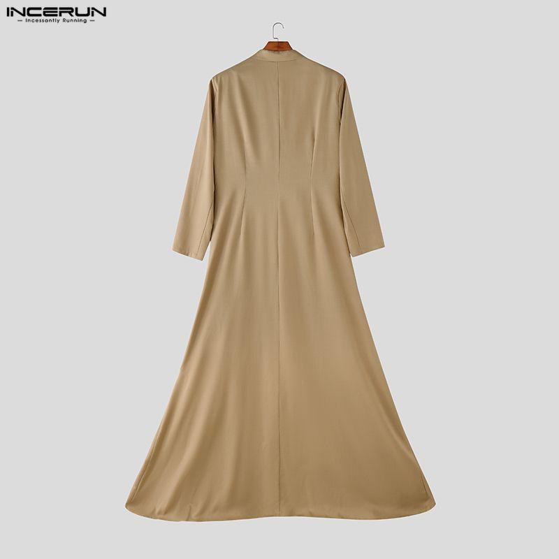 INCERUN Men Lapel Long Sleeve Irregular High Low Splits Ruffled Long Tunic Blazer Coats