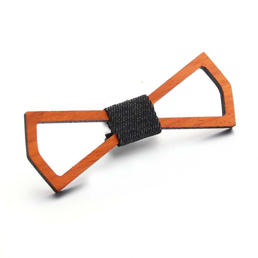 Minimalist Wooden Bow Tie For Men With Geometric Pattern And Sustainable Craftsmanship For Wedding Gifting