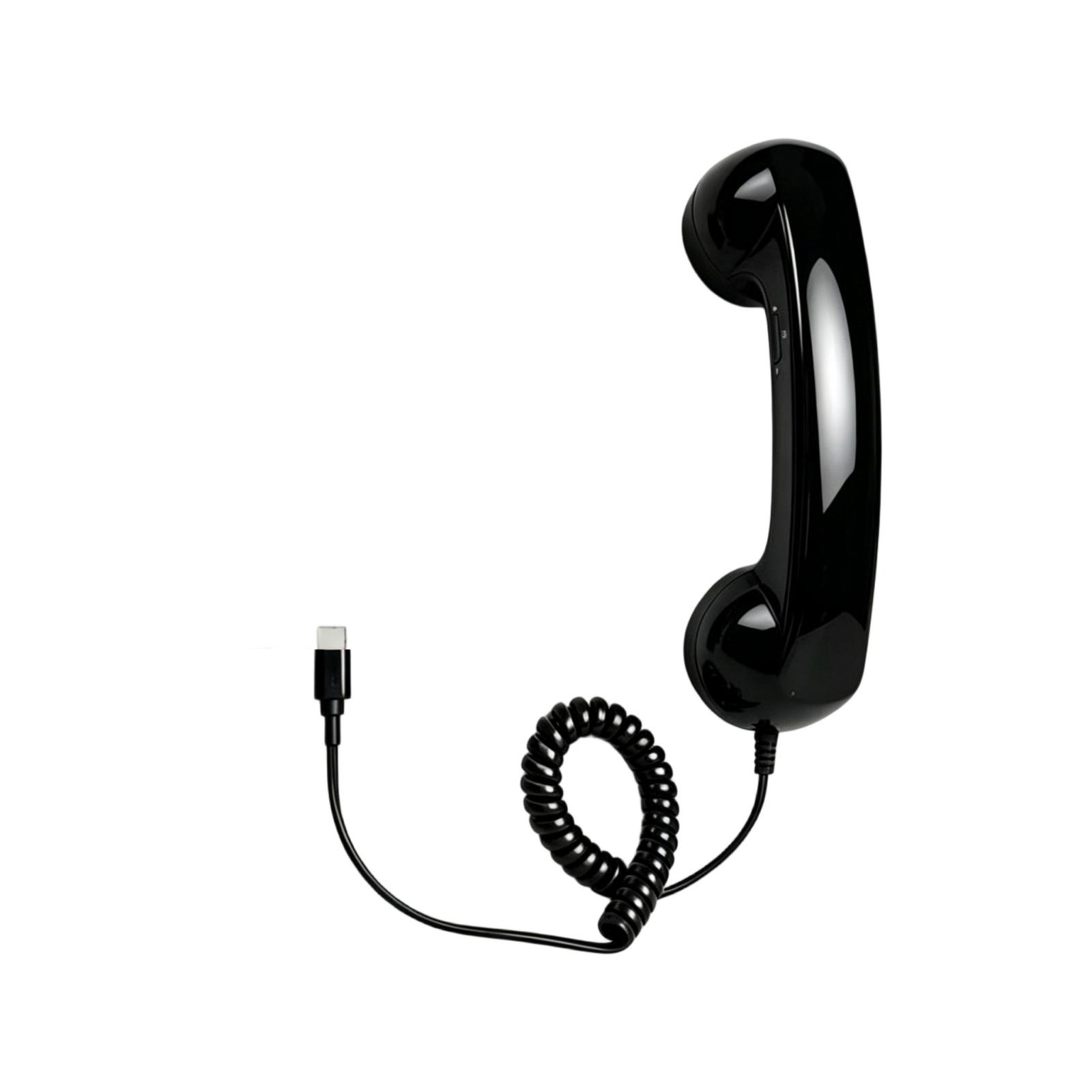 Vintage Retro telefónna slúchadlo s konektorom pre smartfón, Externý slúchadlo pre domáce použitie a hovory One Size čierna
