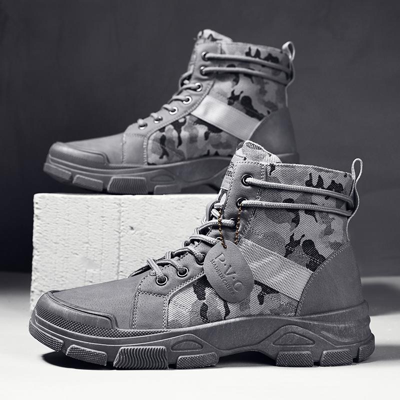 Men's Fashion Work Boots Four Seasons Outdoor Casual Hiking Boots High Top Thick Bottom Work Boots Anti-skid Ankle Boots 2026New