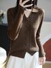 Women's Slim Fit Polo Collar French Retro Knit Sweater