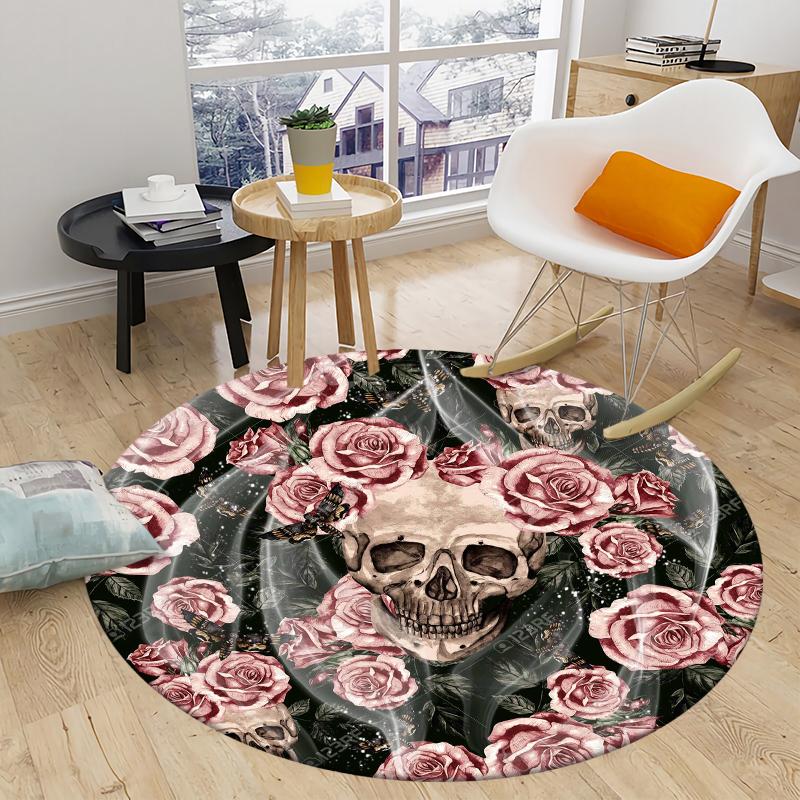 Dětský koberec Koberec Série Květina Kulatý koberec Podložka do ložnice Židle do obývacího pokoje Protiskluzový květinový koberec