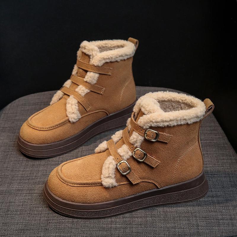 Women's 2025 new winter lamb wool Korean version ins tide Internet celebrity warm velvet snow casual shoes