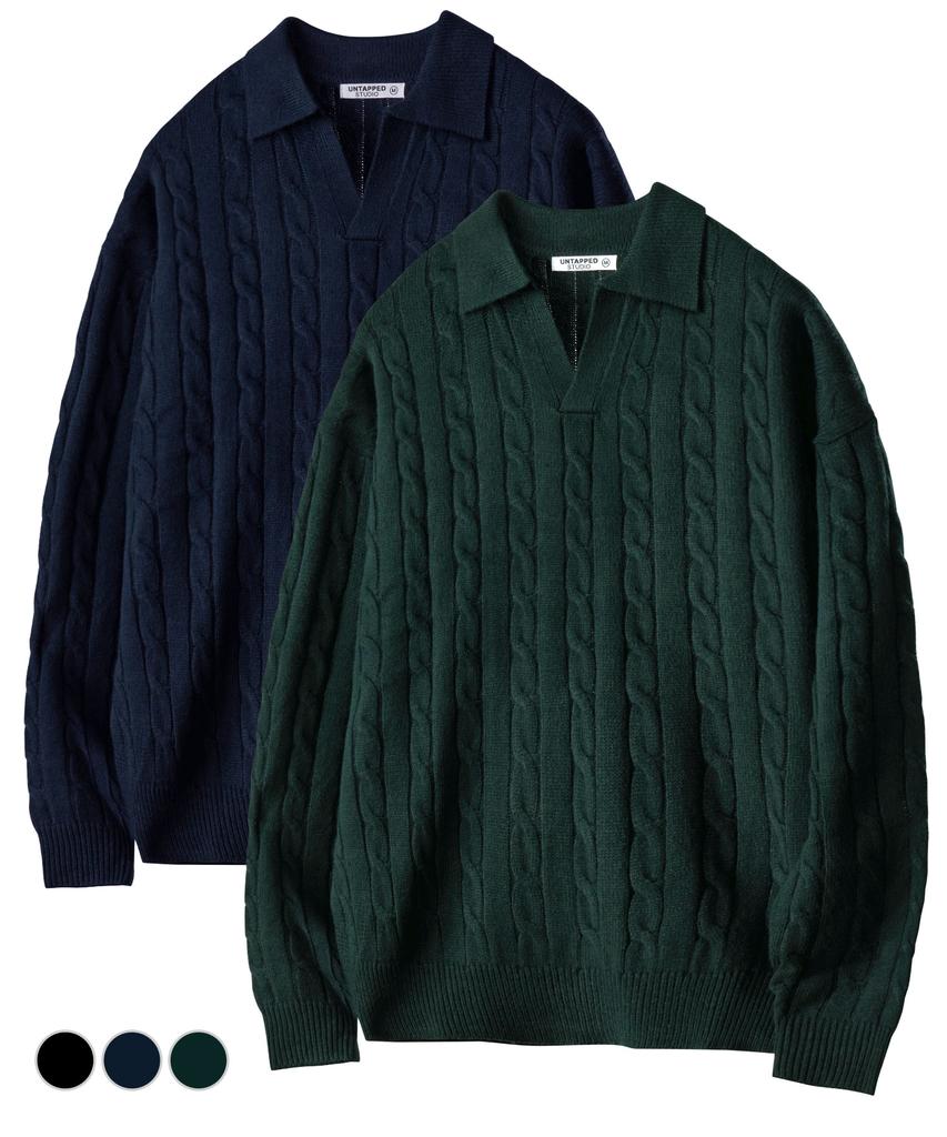 Untact Studio Oversized Cable Collar Knit 3 Colors