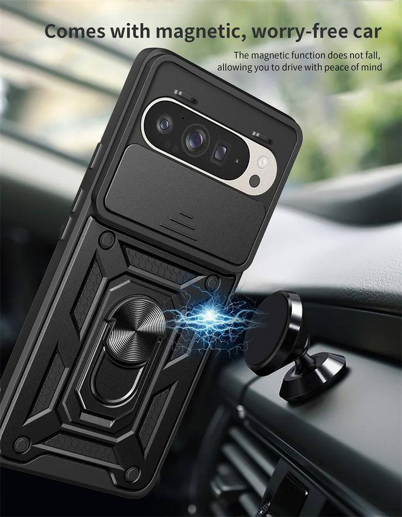 For Google Pixel 9 Pro 5G Case Armor Magnetic Holder Ring Bracket Shockproof Phone Case For Pixel 9 Pro XL 8A Lens Protect Cover