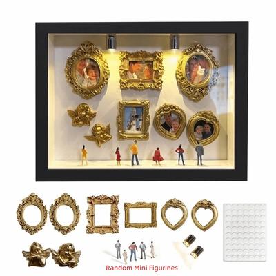 Miniature DIY Mini Museum Photo Frame Vintage Romantic Personalized DIY Photo Decor with Mini Figurines with Light