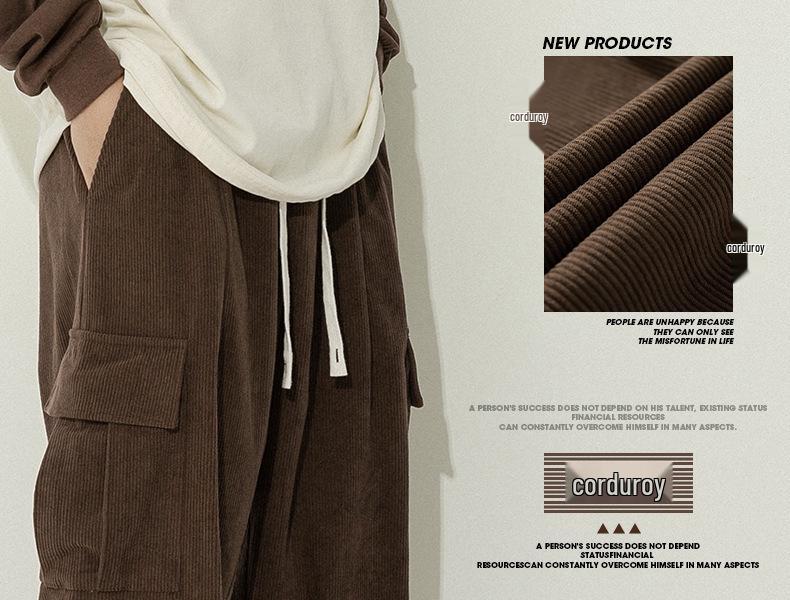 Men's 2026 Corduroy Multi-Pocket Cargo Pants - Autumn Casual Straight Loose Fit
