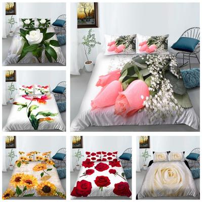 3D Moderne Romantische Stijl Beddengoed Set Bloemen Dekbedovertrek Laken/tweepersoonsbed Volledige Maat Sprei Set Wasbaar Comfortabel Huisdecoratie