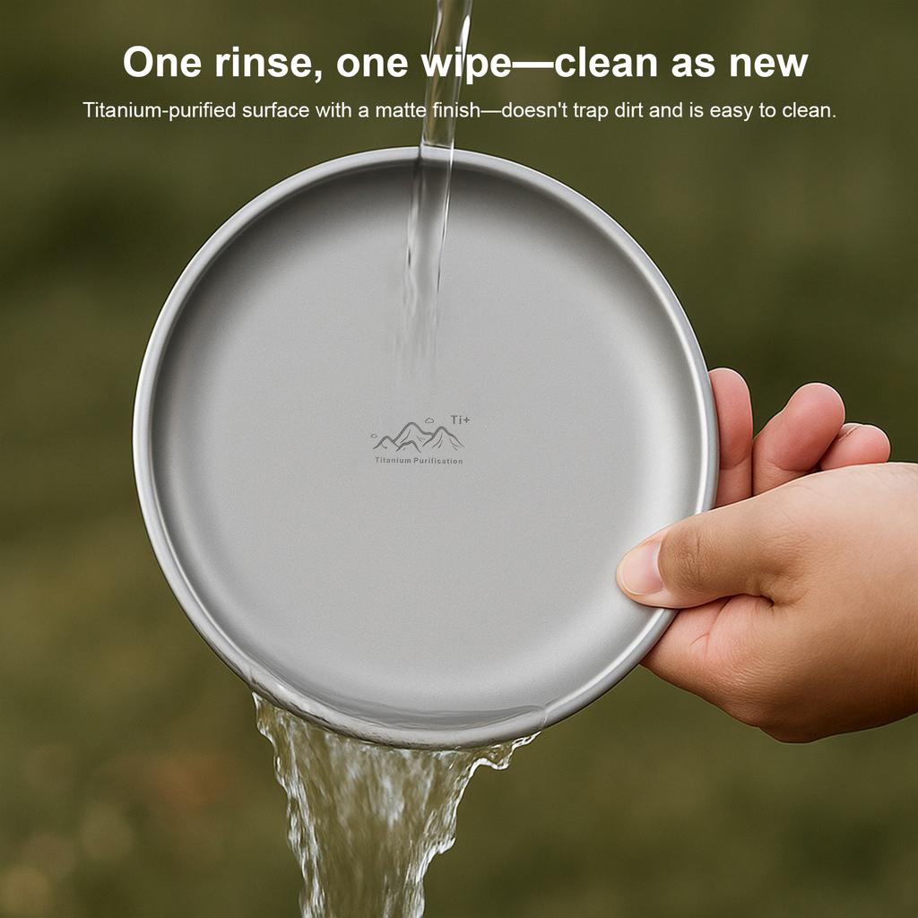 Titanium Purification Plate Stackable Camping Tray Anti-Fall Outdoor Fruit Salad Plate Creative Home Dish Plate Camping Supplies