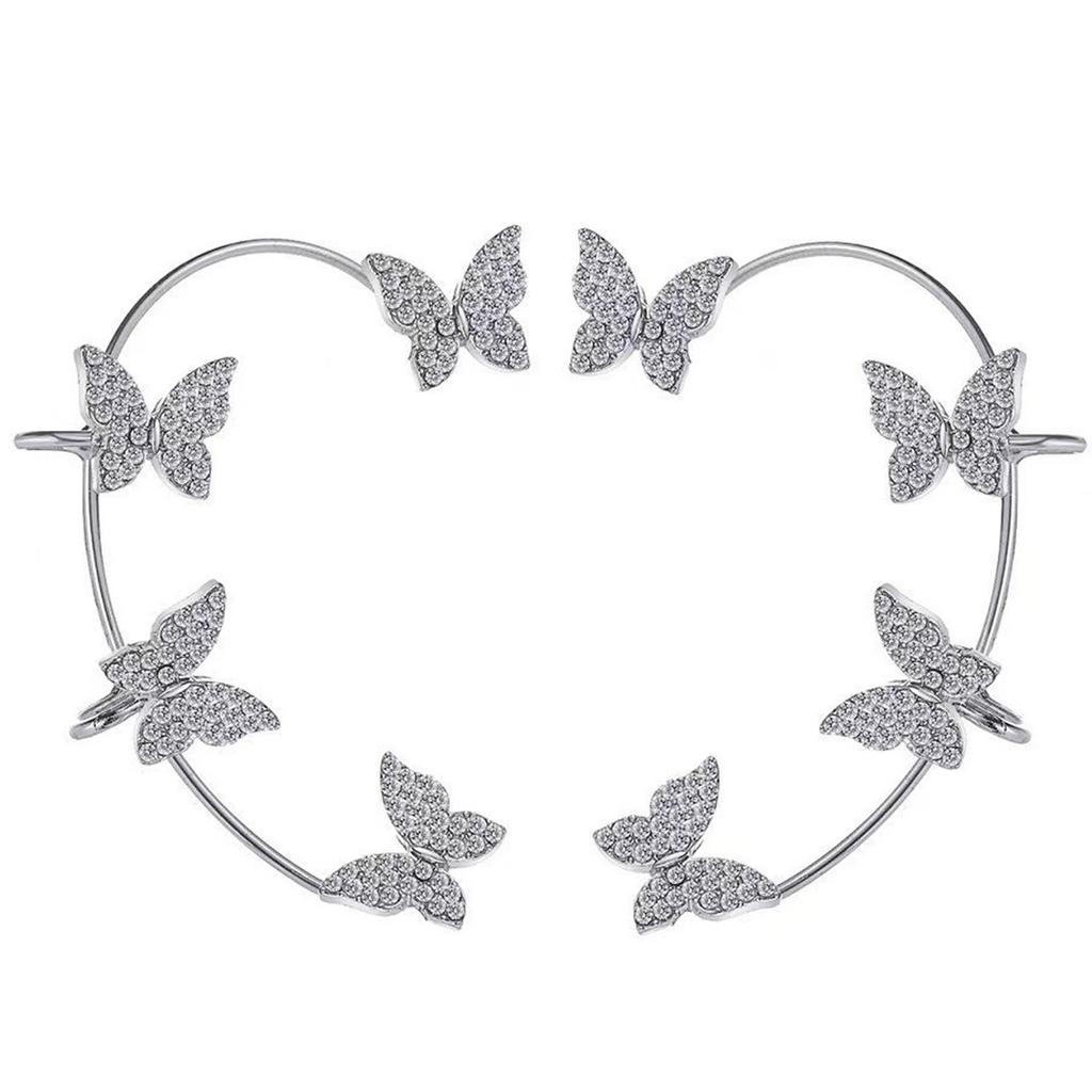 Sparkling Diamond Studded Butterfly Ear Clip