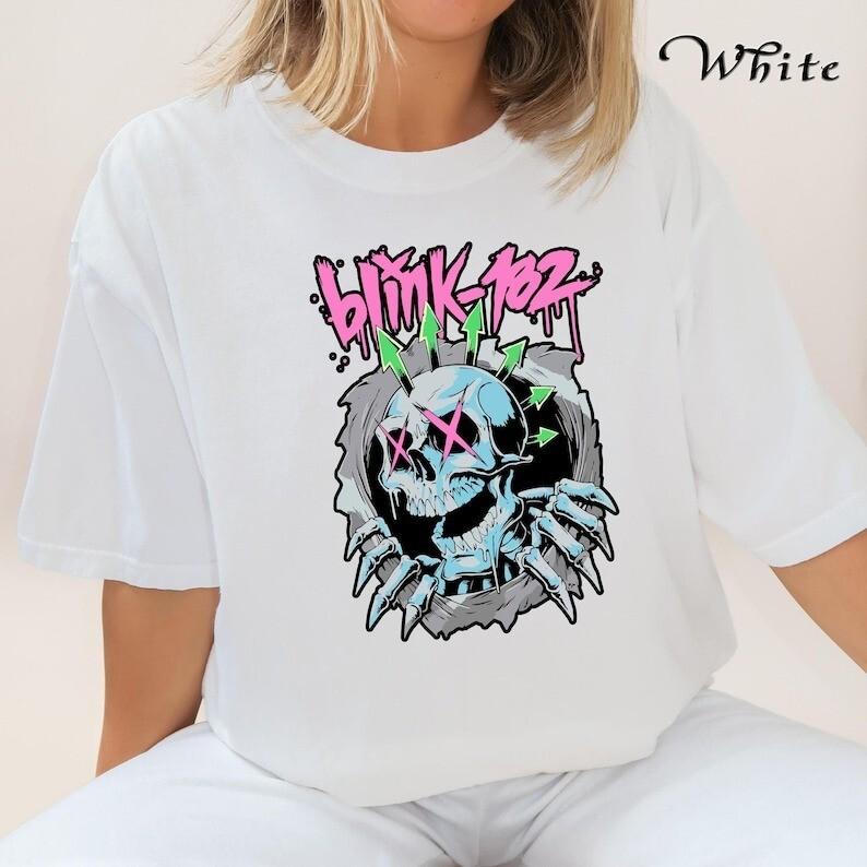 Blink 182 With Skeleton Shirt Smile Face T-shirt Vintage Smile Tee Blink 182  Unisex T-Shirt XXXL