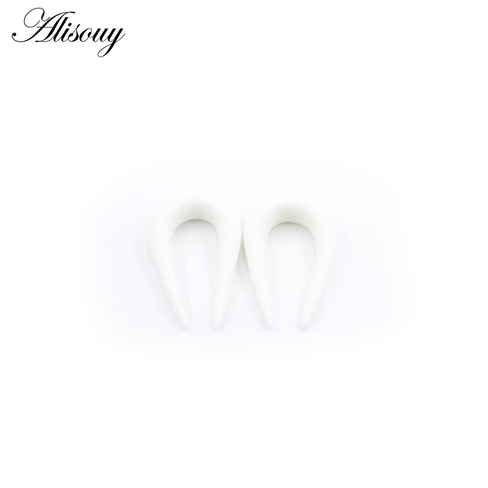 Alisouy 2PCS 6-10mm U-shaped Glass Ear Clip Weight Plugs Stretcher Expander Tunnels Tapers Guages Earrings Body Piercing Jewelry