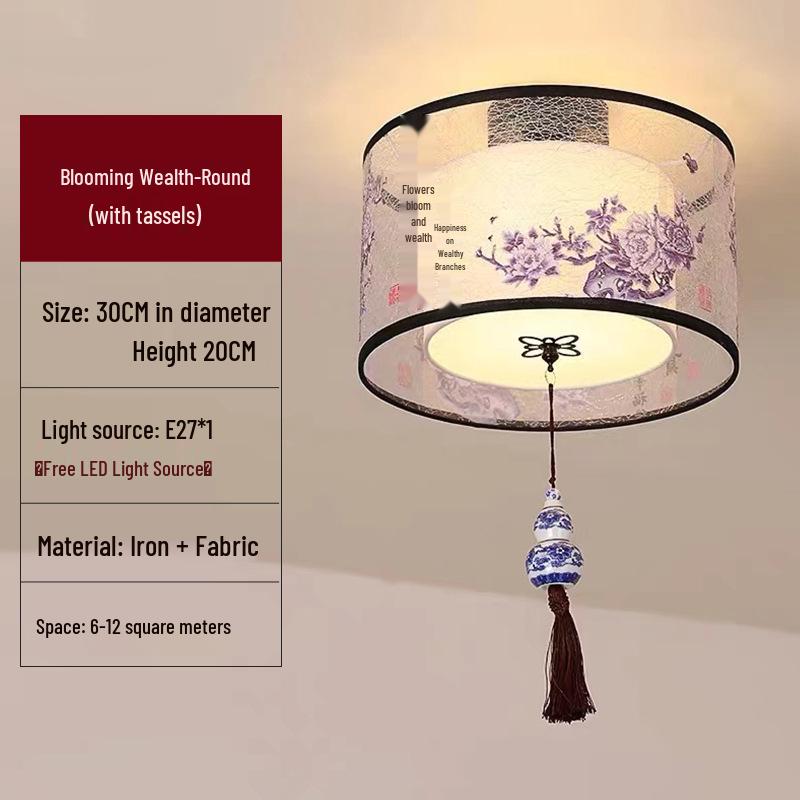 LED Ceiling Light for Balcony, Hallway, or Bedroom - New Chinese Style Small Pendant Light