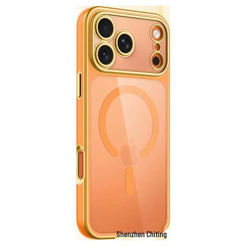 iPhone 17 Pro Max Transparent Two-tone Electroplated Magnetic Phone Case with Apple 16 Lens Full Coverage, Soft.