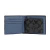 New COACH 3 IN 1 Wallet Canvas With Pebbled Leather Card Holder Wallet Men's Charcoal And Denim Color CE549-QBTU9