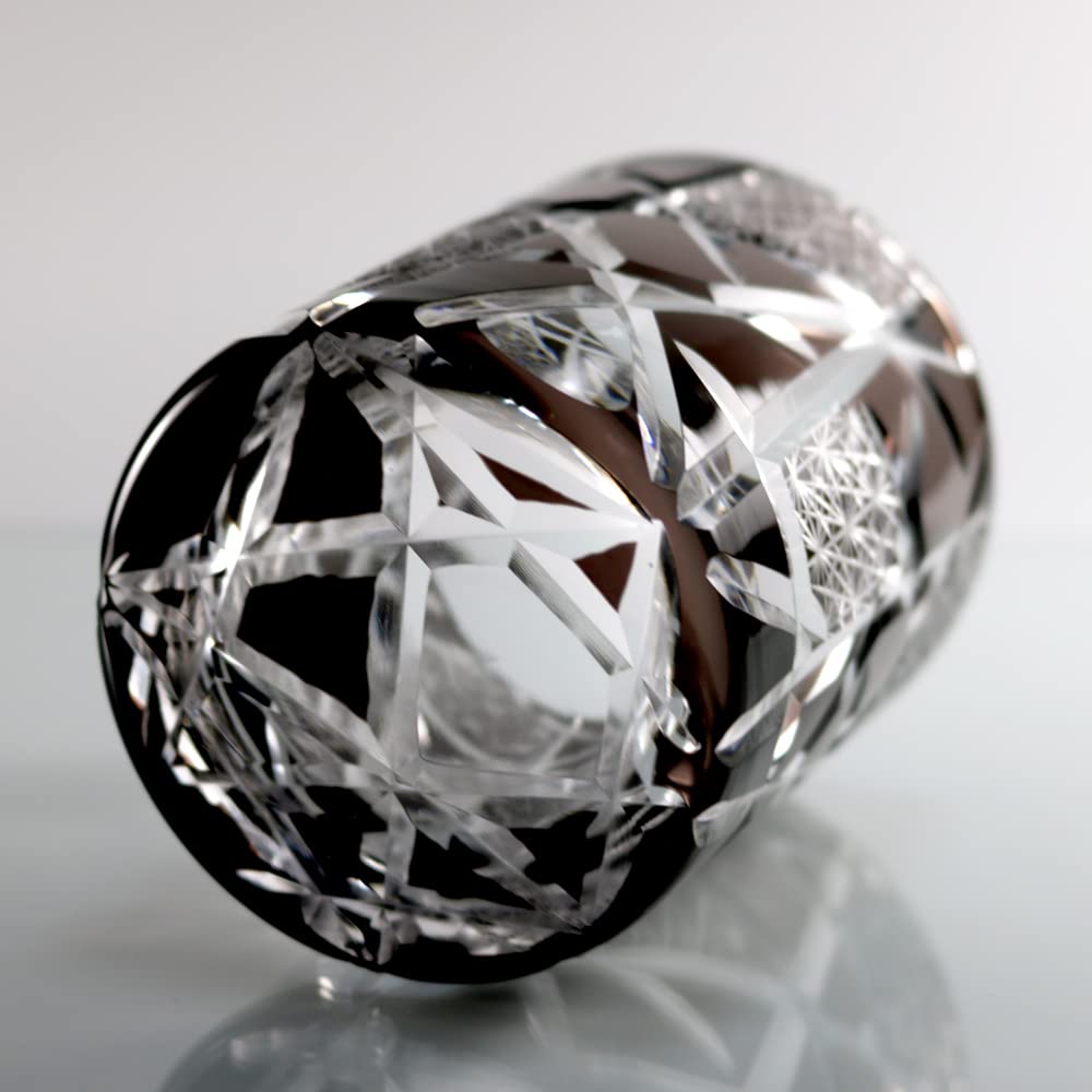 GREEM MARKET Crafts with wooden box Cut glass Gift Present Glasswork Kiriko glass Chrysanthemum Tsunagi cup Shochu glass Rocks glass Product GMS02511