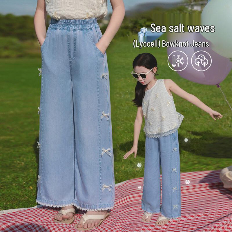 Girls  Summer Bow Tencel Denim Pants 160