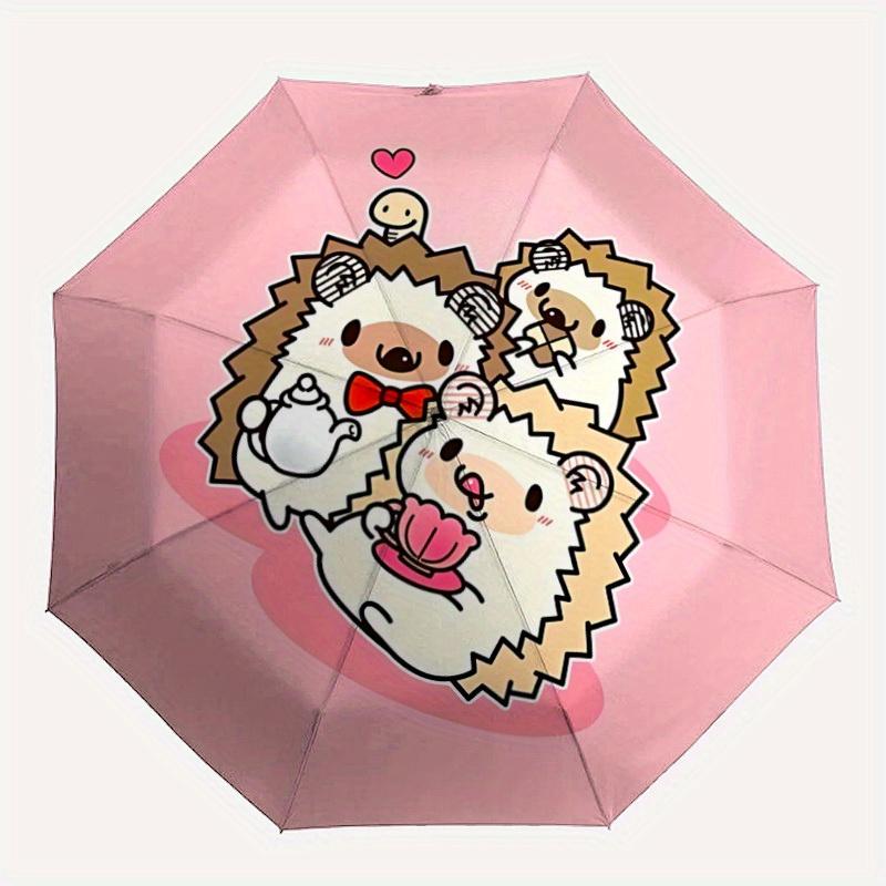

1pc Hedgehog Friends Automatic Open/Close Umbrella - Compact Travel Umbrella, 8-Rib Heavy-Duty Construction, Ideal Gift, Outdoor Accessory,
