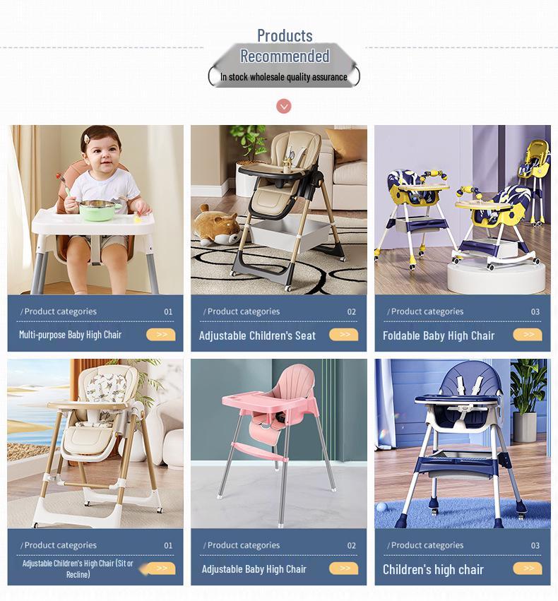 Adjustable Portable High Chair for Infants - Foldable Children's Dining Seat with Double Layer Tray