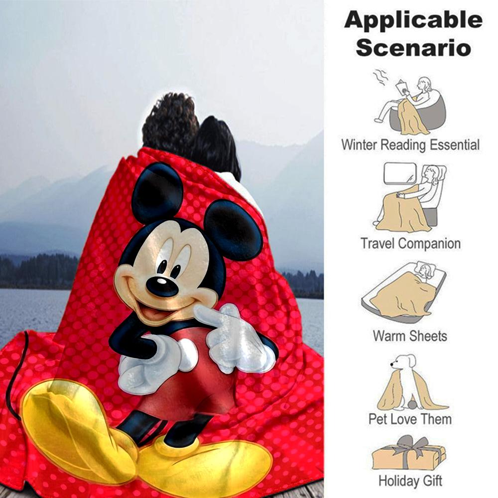 Mickey Mouse Adventure Flannel Blanket Super Soft Warm Cozy Blanket For Sofa Bed Office Travel Allseason Home Decor Gift