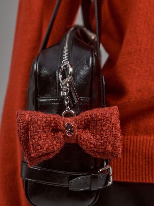 

MAUSOLEUM Tweed Ribbon Keyring - Cream,Black,Red Black