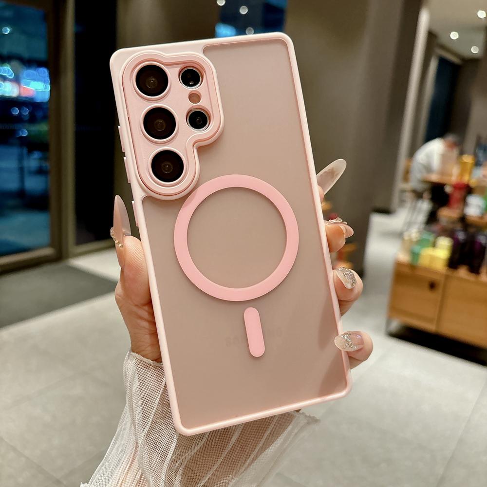 KEYSION Luxury Matte Translucent Magnetic Case for Samsung Galaxy S23 S24 Ultra 5G S23+ S24 FE Shockproof Armor Phone Cover