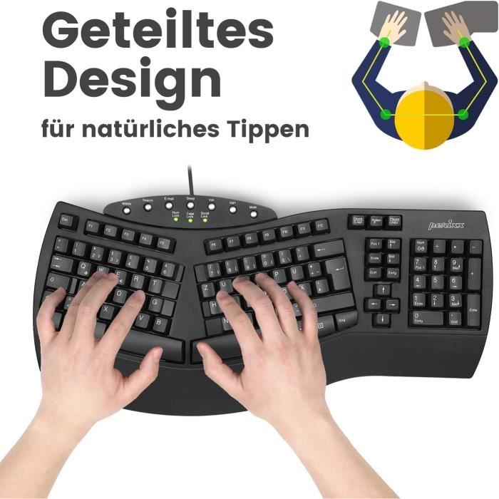 Kit souris + clavier ergonomique - perixx - periduo-512 - filaire - qwerty - noir