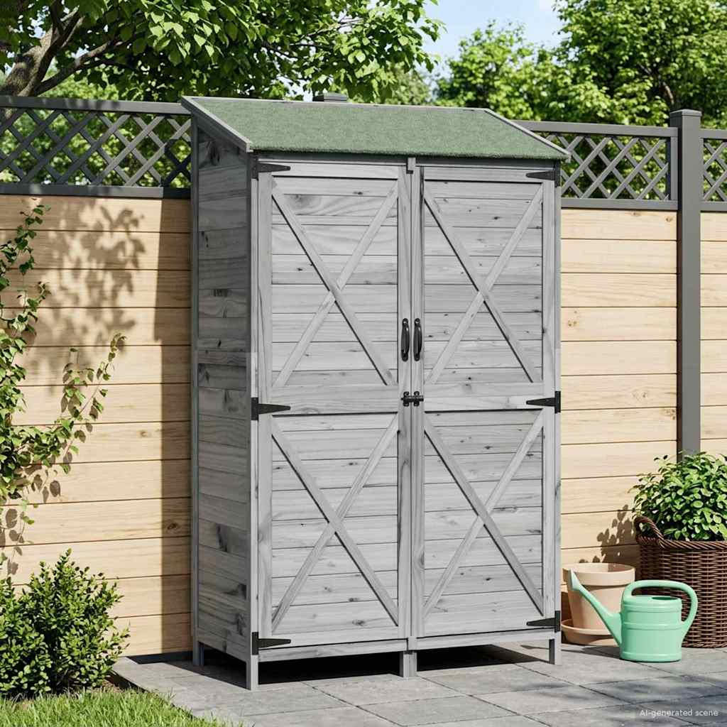 Garden Shed Gray 106 x 56 x 176.5 cm Solid Spruce Wood