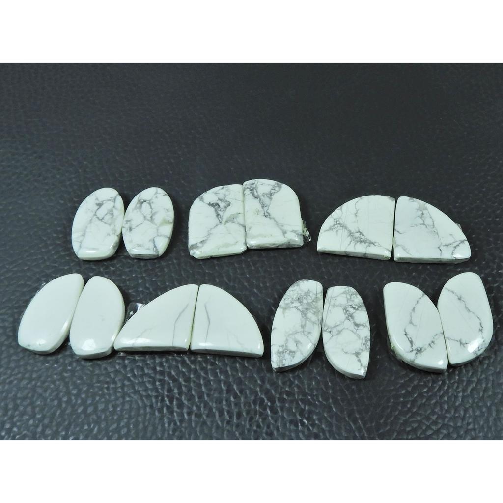 150Cts. Natural Howlite Matche Pair Fancy Cabochon Loose Gemstone 07Pair Lot C-3352