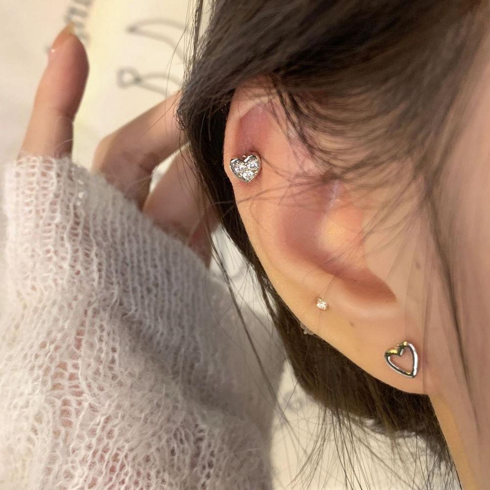 Boucles d'oreilles clous cœur nœud pour femmes Élégantes Boucles d'oreilles en cristal Accessoires de piercing Bijoux