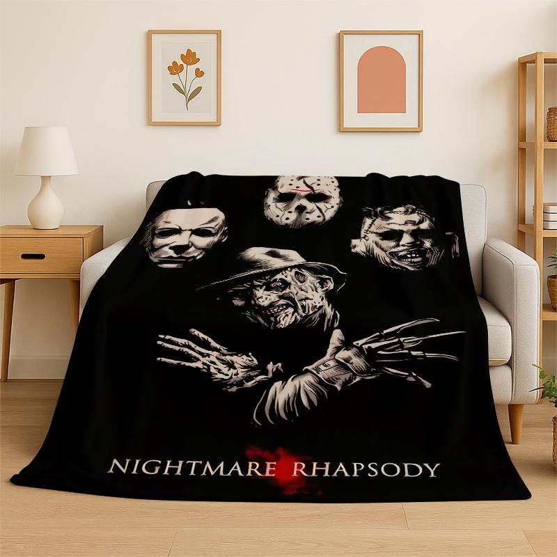 Horror Movie Character Chucky S-Scream Cartoon Flannel Blanket Soft Warm Throw Blanket for Bedroom Living Room Bed Travel Gift