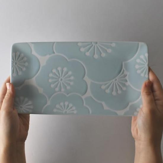 Paar langer Teller mit und Pflaume 25 x in Hellblau und ist ein Fachbegriff für Perfekt zum Servieren von Hors und Japanischem Das erhabene Design