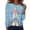 Women's Casual Long Sleeve Christmas Print Neck Top