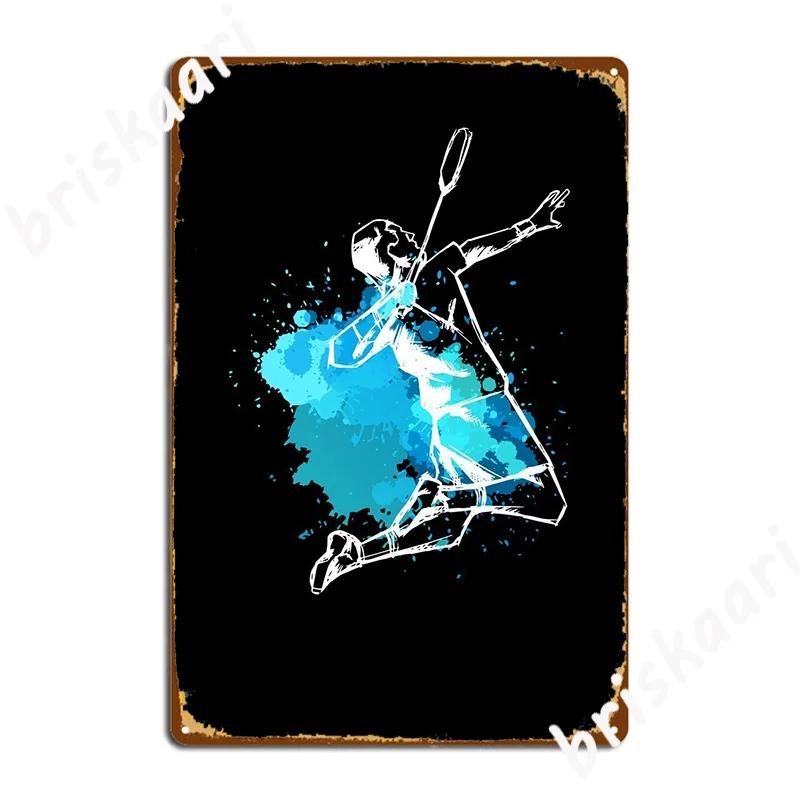 Badminton Player Smash Metal Sign Custom Wall Cinema Kitchen Plaques Tin sign Posters 20X30CM