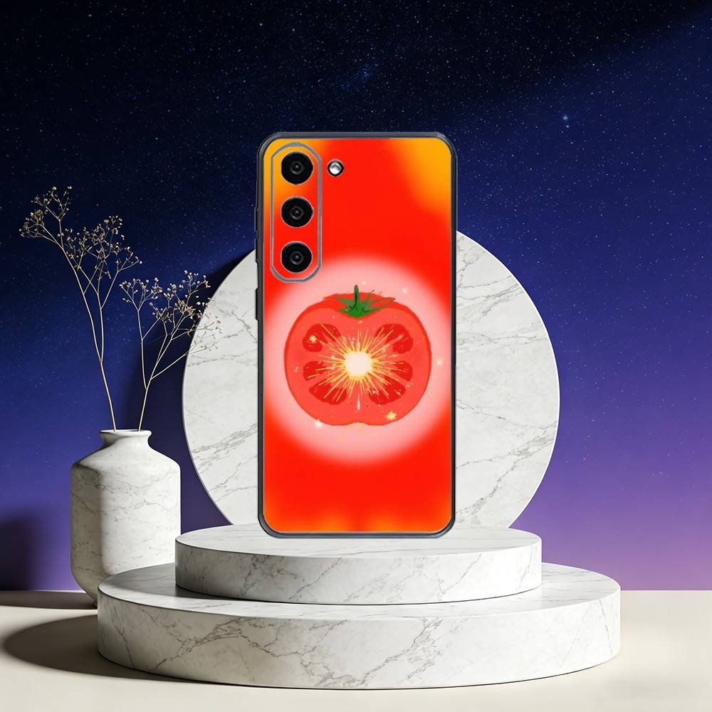

Ins cute Tomatoes Phone Case For Samsung Galaxy A73,A72,A71,A70,A53,A52,A51,Others Soft Black Cover Samsung a32 4g