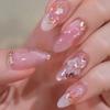 Three-dimensional Glaze Ice Flower Wearable Nails, Versatile And Gentle, Mid-Length Almond Nails And Diamond Style Removable Nail Art 24 Pieces