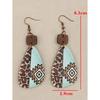 1 Pair Vintage Boho Western Style Printed Wooden Earrings For Women