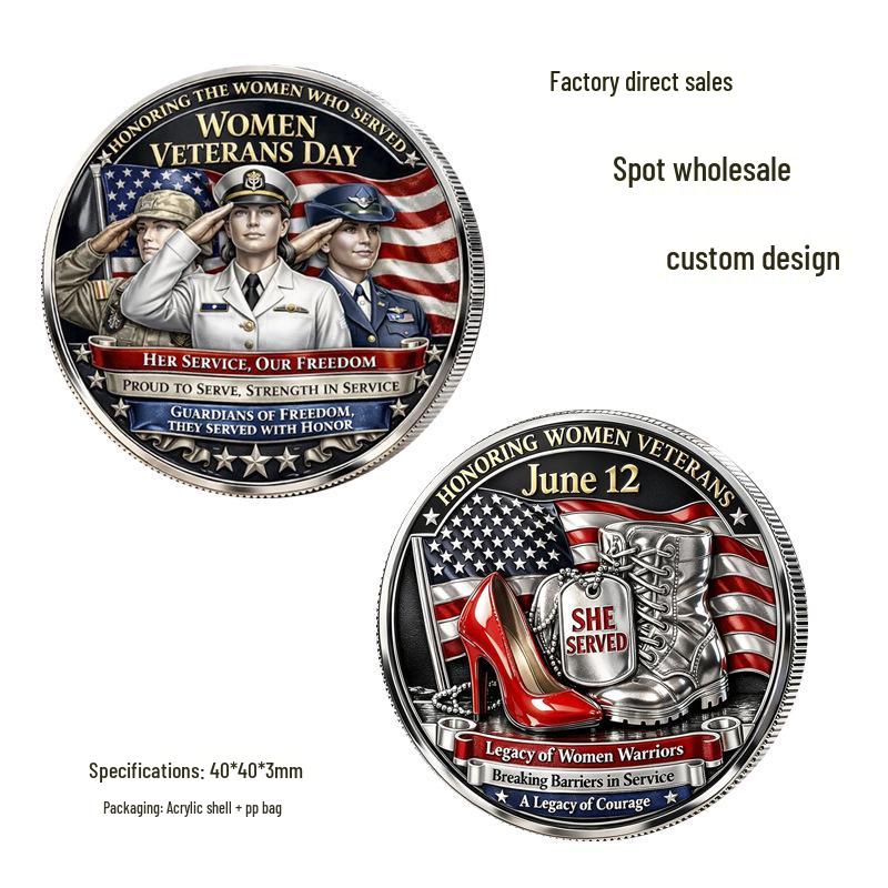 US Women in Military Commemorative Coin & Medal - Veteran Tribute & Holiday Gift 40x40x3mm